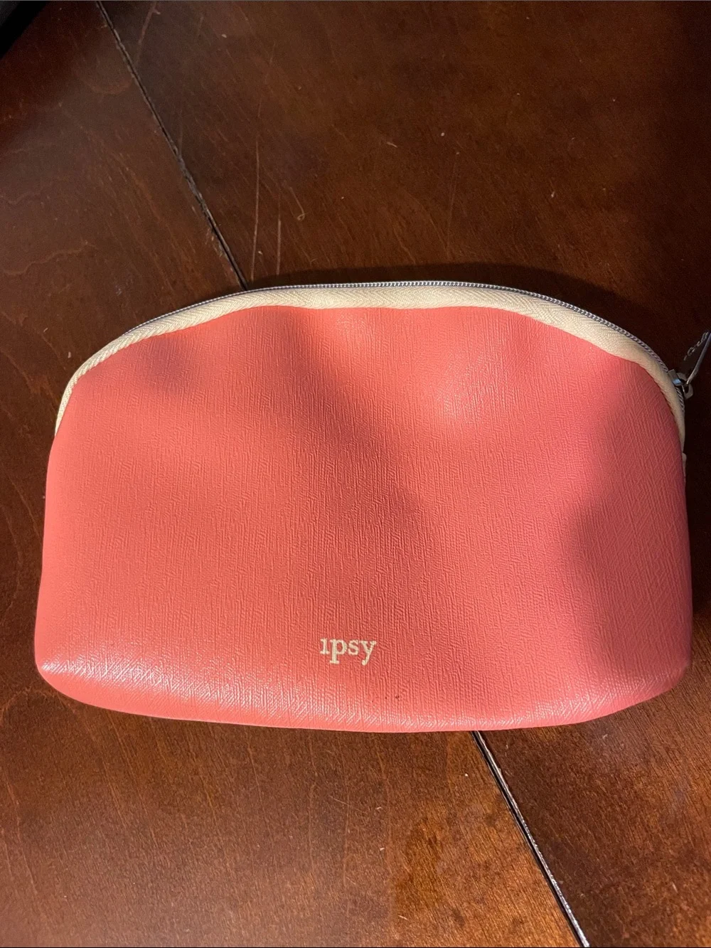 Ipsy Stamped Passport Print Cosmetic Pouch in Cream and Pink